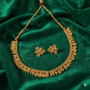 Conjuntos de Collar y Pendientes Tradicionales Indios en Oro Mate, Joyería Étnica con Filigrana Floral para Mujer, Chapado en Oro Antiguo - Product Image 2