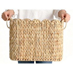 Natural Water Hyacinth Toilet Paper <b>Basket</b> With Lid, Scalloped <b>Wicker</b> <b>Storage</b> <b>Basket</b> With Lid, Bathroom Organizers From Vietnam - Product Image 4