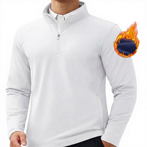 Suéter de Punto Azul para Hombre, Cuello Alto, Cierre de Cremallera de un Cuarto, Corte Regular, Estilo Casual, Transpirable, de Poliéster, para Otoño - Product Image 3