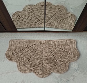 Handcrafted Scandinavian Style Door Mat Flat Pile Thin Home Use <b>Half</b> Circle Wool Acrylic Rug Solid Color Non <b>Slip</b> Rubber Backing - Product Image 1