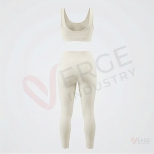 Conjunto de Yoga sin Costuras para Mujer, Leggings de Cintura Alta, Top Corto con Cuello Redondo, 2 Piezas - Product Image 2