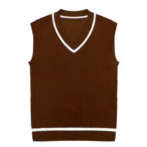 Pull-over tricoté unisexe à col en V pour l'école primaire, chaud et confortable en coton, personnalisable - Product Image 1