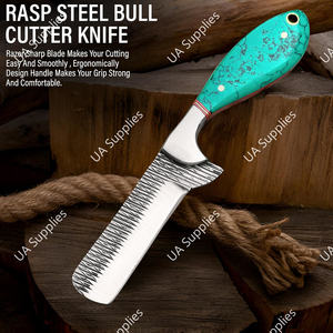 Couteau de cowboy multifonctionnel professionnel forgé à la main en acier inoxydable de haute qualité pour le camping en plein air, type Western Bull Cutter, OEM - Product Image 5
