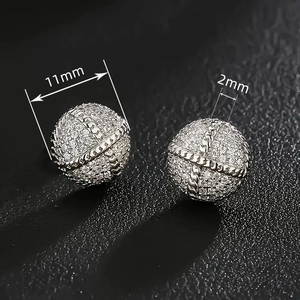 Boucles d'oreilles clous en argent 925 pour hommes, diamants Moissanite certifiés, chaîne à billes légère, style Hip Hop, bijoux de luxe - Product Image 6