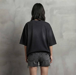 New Article Women's Oversized Black T-<b>Shirt</b> With <b>Flame</b> Logo Crew Neck Loose Fit Regular Short Sleeve 100% Cotton Jersey - Product Image 2