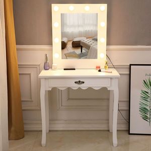 FCH Generous Single Pumping Foot Makeup <b>Vanity</b> with Bulb Warmer White Dressing <b>Table</b> with <b>Mirror</b> -YS - Product Image 3