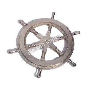 Sculpture de roue de navire nickelé objet décoratif en gros Style nautique roue de navire de qualité supérieure Marine décor à la maison approvisionnement - Product Image 1