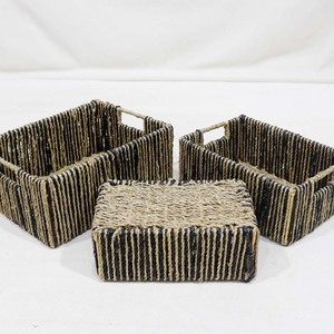 Water Hyacinth Woven Storage Basket Rectangle Organizer <b>Bin</b> Rustic Seagrass Style for <b>Bedroom</b> Bathroom Desktop - Product Image 6
