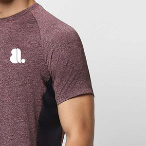 Camiseta de Manga Corta Raglán para Hombre, Personalizada, Lisa, de Dos Colores, Talla Grande, Transpirable, de Secado Rápido, de Algodón y Fibra de Bambú, Corte Regular, Frente Liso - Product Image 6