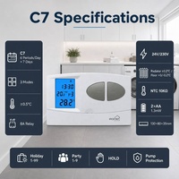 Termostato Programable de Fábrica con Relé de 8A para Radiador y Calefacción por Suelo Radiante, Sensor NTC de Doble Sensibilidad, 2xAA, 1-3mW para Calefacción del Hogar