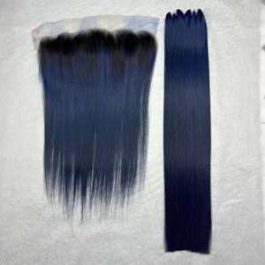 วิกผมหน้าผากลูกไม้ HD ยี่ห้อ CDYHAIRVN สีน้ำเงิน แบบปิดผมตรง ราคาขายส่ง ผมแท้ธรรมชาติ 100% ผมแท้แบบเรมี่ ขายดีอันดับต้นๆ - Product Image 2