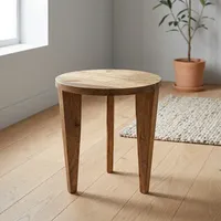 Table d'appoint ronde en bois moderne, design scandinave, meubles de salon faits à la main, structure en bois massif