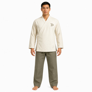 Kung Fu Uniform Adult Unisex Cream Cotton Breathable Quick Dry Lightweight Durable Regular Fit Martial <b>Arts</b> Wear Kit - Product Image 2