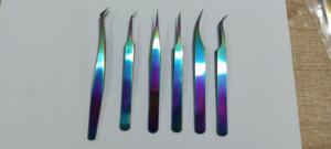 Pince à épiler pour cils en acier inoxydable, revêtement titane, couleurs arc-en-ciel, haute qualité - Product Image 6