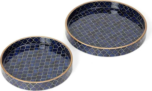 Ensemble de grands plateaux de service décoratifs en MDF avec impression émaillée, forme rectangulaire, style artisanal royal, plateau de service pour la restauration par UO - Product Image 4