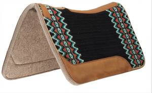 Tapis de selle d'équitation western avec doublure en cuir de vachette et polaire, accents marron, housse de selle pour l'équitation - Product Image 1