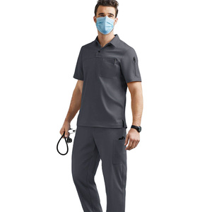 Men Solid Color Plus Size <b>Scrub</b> <b>Sets</b> Polyester Spandex Fabric Hospital Doctor Lab ICU Surgical Nurse Uniform <b>Scrub</b> <b>Sets</b> - Product Image 1