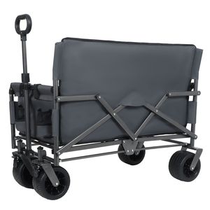 3-in-1 Convertible Folding Wagon Cart Heavy Duty 500lbs Utility 180L All Terrain Wheelbarrow with Bench Seat <b>Storage</b> for <b>Camping</b> - Product Image 4