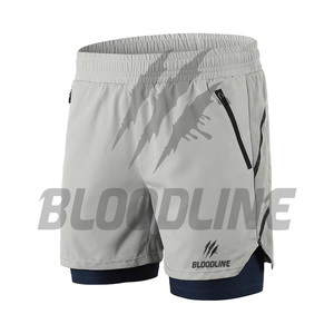 Pantalones Cortos Deportivos de Secado Rápido para Hombre BLOODLINE, Cintura Elástica Media, Bolsillos Delanteros con Cremallera y Logotipo, Largo Bermuda, Estampado de Camuflaje, Casuales, PU - Product Image 2