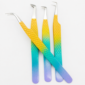 Rainbow Gradient Angled Precision Tweezers Set for <b>Eyelash</b> Extension, Lash Isolation and Professional Beauty <b>Applications</b> - Product Image 6