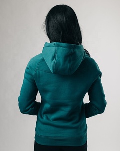 เสื้อสเวตเชิ้ตมีฮู้ดสีเขียวอมฟ้าสำหรับผู้หญิง แขนยาว ผ้าถักสีพื้น ผ้าฝ้ายระบายอากาศได้ดี เหมาะสำหรับใส่ในฤดูใบไม้ร่วง มีกระเป๋า - Product Image 6