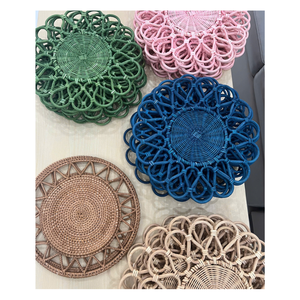 แผ่นรองจานหวายธรรมชาติทรงกลม  รักษ์โลก สำหรับงานแต่งงาน  งานฝีมือสไตล์โบโฮ ตกแต่งบ้าน ขนาดเส้นผ่านศูนย์กลาง 32-38 ซม. - Product Image 5