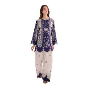 Ensemble de 2 pièces en tissu lawn imprimé de qualité supérieure pour femmes, collection été, vêtements indiens et pakistanais, tenue légère pour tous les jours - Product Image 1