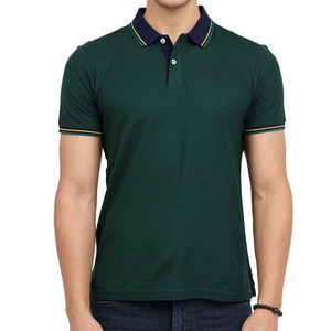 Low MOQ Outerwear Clothing Supplier Cheap Price Cotton T <b>Shirts</b> Custom Embroidery Logo Regular Fit Contrast Trim Polos for <b>Men</b> - Product Image 1