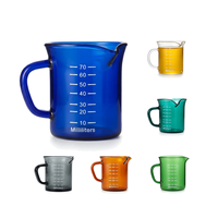 Gelas Ukur Kaca Borosilikat Biru 70ml / 2.37oz Mini Pitcher Espresso Shot Creamer Syrup Small Server Kitchen Bar