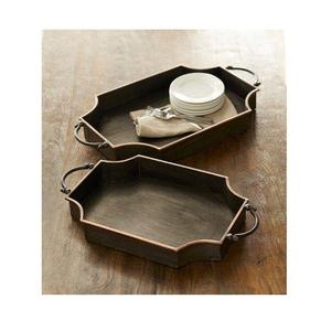 Plateaux en bois naturel pour servir du thé ou du café, disponibles en formes rondes et rectangulaires - Product Image 3