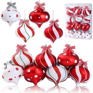 2 pièces de boules de bonbons à la menthe poivrée, rayures rouges et blanches suspendues, décorations de Noël pour arbre et fête - Product Image 1