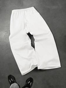 High Street Men's <b>White</b> Cotton Sweatpants Elastic Waist Casual <b>Joggers</b> Mid weight Straight Legs Pants - Product Image 3