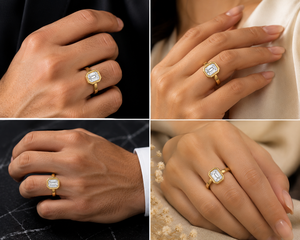 <b>Emerald</b> Cut Lab Grown Diamond Bezel Set 18K Gold Plated 925 <b>Silver</b> IGI Certified Luxury Women's Bridal Wedding <b>Ring</b> - Product Image 4