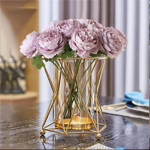 Sleek contemporary tapered <b>gold</b> metal bud flower <b>vases</b>, perfect for minimalist decor, available at wholesale prices. - Product Image 3