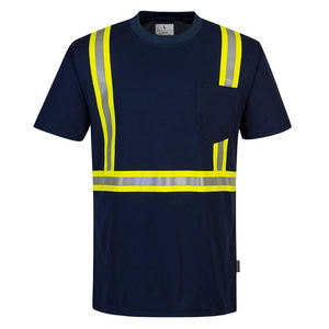 T-shirt de travail haute visibilité bleu marine pour homme avec bandes réfléchissantes et poche poitrine - Product Image 5