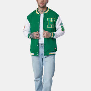 Blouson universitaire vert pour homme avec logo H brodé et motifs de patchs, style preppy, collection automne, haute qualité 2026 - Product Image 4