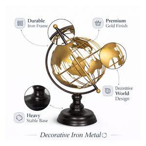 ลูกโลกตั้งโต๊ะพรีเมียมพร้อมขาตั้ง |   ลูกโลกโบราณสำหรับตกแต่งโต๊ะทำงาน โต๊ะอ่านหนังสือ และตกแต่งบ้าน - Product Image 5