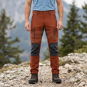Lightweight Trekking <b>Pants</b> For Men With <b>Cargo</b> Pockets <b>Stretch</b> Fabric Adjustable Cuffs Durable Stitching And Outdoor Comfort - Product Image 3