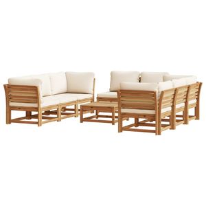 Conjunto de Muebles de Jardín Color Crema con Madera Natural para Entretenimiento al Aire Libre - Product Image 2