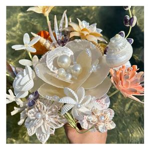 Coquillage mariage fleur bouquet fait main Coquillage mariage fleur plage thème décoration parfait cadeau de mariée océan inspiré - Product Image 6