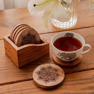 Wooden Eco-Friendly Customized Thickness <b>Round</b> Classic Design <b>Mats</b> & Pads Coaster for Coffee Cup Tea Accessories Engraving - Product Image 1