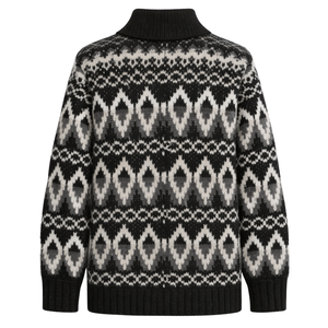 Chaqueta de Punto Fairisle para Mujer, con Cierre Frontal, Estampada, de Manga Larga, Cálida, Estilo Cárdigan, para Clima Frío - Product Image 2