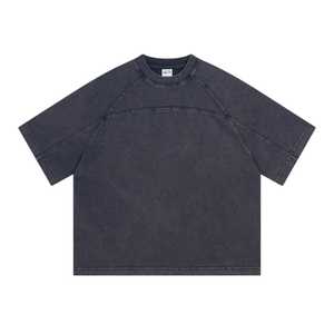 Custom Eco-Friendly Knitted Oversized Vintage Acid Wash Premium Heavyweight Cotton <b>Raglan</b> Short <b>Sleeve</b> <b>T</b>-<b>Shirt</b> - Product Image 6