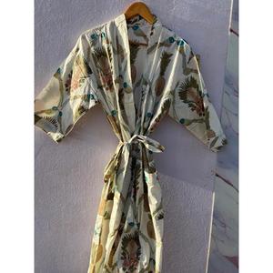 Peignoir Kimono Floral Léger en Coton pour Femme, Robe de Chambre d'Été, Tenue de Spa, Cache-Maillot de Plage avec Ceinture - Product Image 1