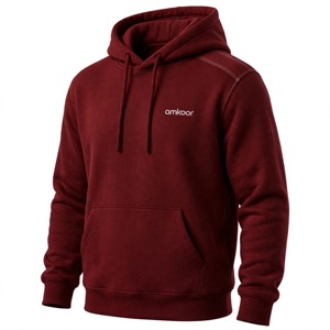 <b>Men's</b> <b>Burgundy</b> <b>Hoodie</b> Fleece Sweatshirt Regular Fit Solid Color Casual 100% Cotton French Terry Pocket Winter Wear - Product Image 4