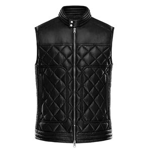 Chaleco de Cuero Genuino para Hombre de la Mejor Calidad, Cálido e Impermeable para Otoño e Invierno, con Diseño sin Mangas y Decoración de Bolsillos - Product Image 1