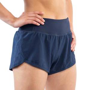 Women's High Waist Regular Fit Breathable Washed Stretch Casual Shorts with Pockets and Small Fork for Summer - Product Image 1