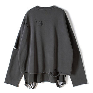 เสื้อสเวตเชิ้ตสไตล์วินเทจแบบดิสเทรส แต่งขอบดิบ ผ้าฟลีซเนื้อนุ่มใส่สบายสำหรับฤดูหนาว ทรงปกติ สวมใส่สบายๆ - Product Image 2
