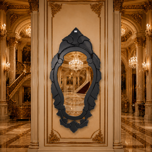 Venetian <b>Mirror</b> Black Color Carved Antique Wall <b>Mirror</b> Etched Floral Beveled Frame Antique <b>Silver</b> Full Length Decorative Luxury - Product Image 1