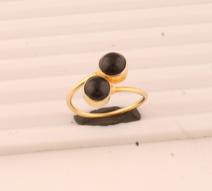 Wholesale Natural Amethyst Two Stone Bypass <b>Ring</b> 18K Gold Plated 925 <b>Sterling</b> <b>Silver</b> <b>Adjustable</b> Fine Jewelry Women Party - Product Image 2
